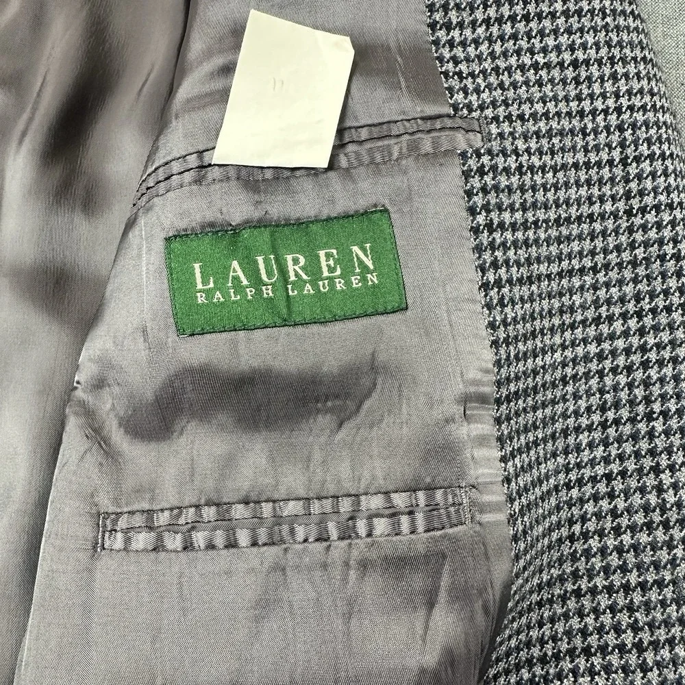Lauren By Ralf Lauren Men's Houndstooth Pattern Wool Blazer Size 48L‎